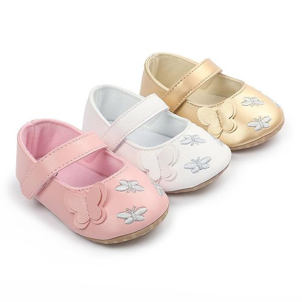 

2021 new spring autumn first walkers toddler baby girls butterfly shoes pu leather shoes soft sole crib 0-18m