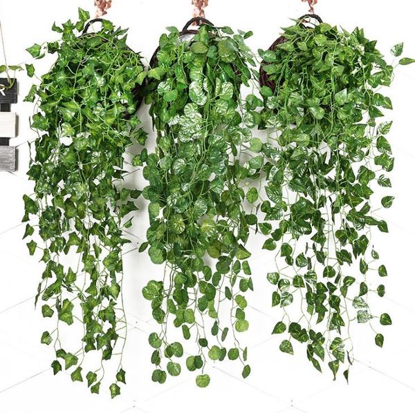 Artificial Ivy Folhagem Folhas Verde Falso Falso Pendurar Emalação Flor Vine Planta Rattan Casamento Partido Jardim Decoração Montada Montada SN5437