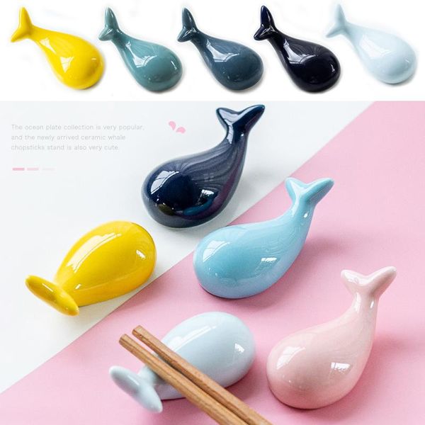 

chopsticks ceramic holders cute cartoon whale shape mat rack kitchen art craft tableware holder stand