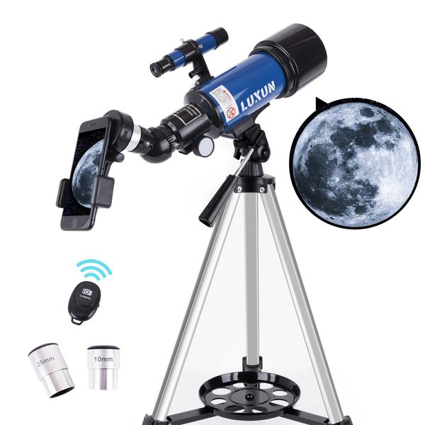 Luxun 40070 Professional Astronomical Astronomical Telescope FMC Lens Coating 3X ingrandimento monoculare con adattatore per telefono Borsa da trasporto - Blu
