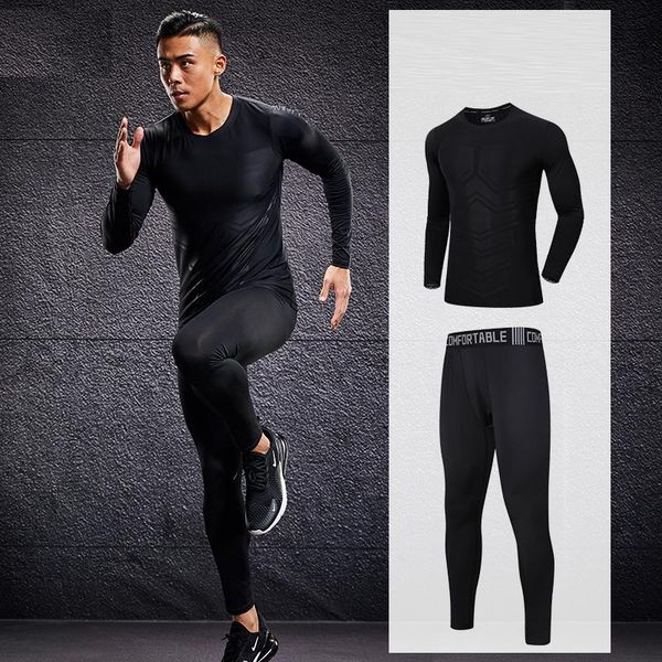 

gym clothing 2 pcs men's tracksuit fitness compression sports suit clothes running jogging sport wear exercise workout tights sportwear, White;black