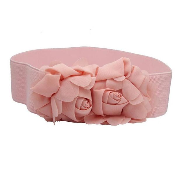 

belts fashion women girl double rose flower buckle elastic wide waist corset belt for vintage accessories 7 colors, Black;brown