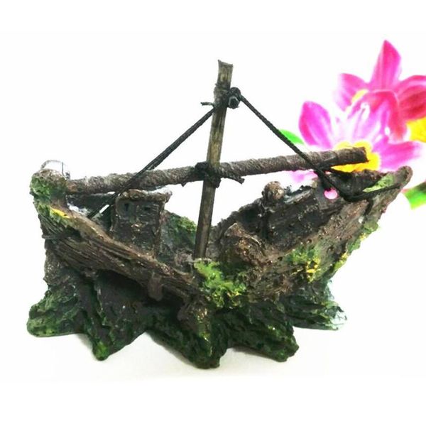 

decorations pirate boats shape resin landscaping aquarium supplies fish bowl ornaments