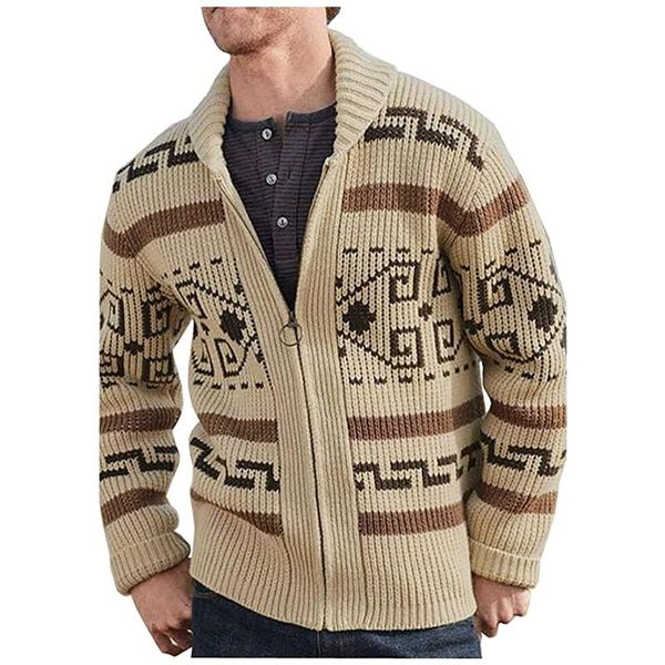 

men's sweaters knitted sweater autumn and winter button cardigan warm jacket casual street long sleeves, White;black
