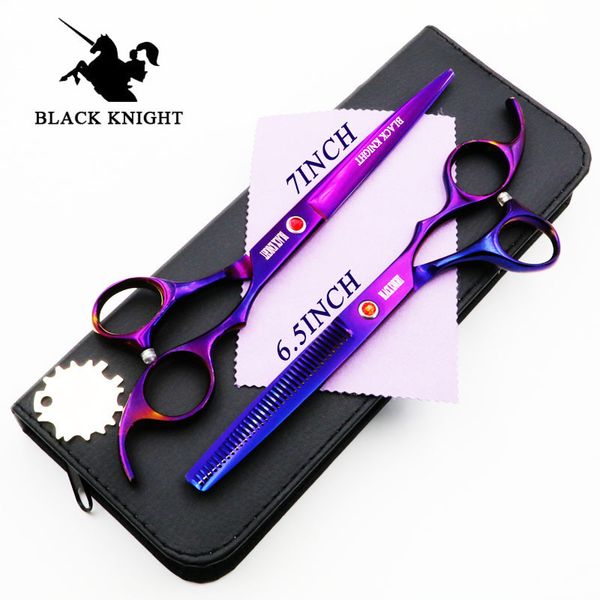 

black knight hair scissors cutting 7 + thinning 6.5 inch set professional shears hairdressing barber purple pet scissors