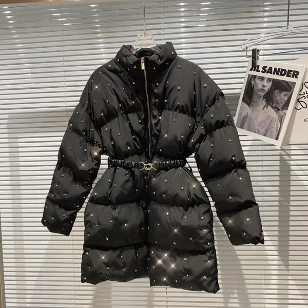 

coats long coat beaded black winter jacket sash high neck up and jackets women, Tan;black