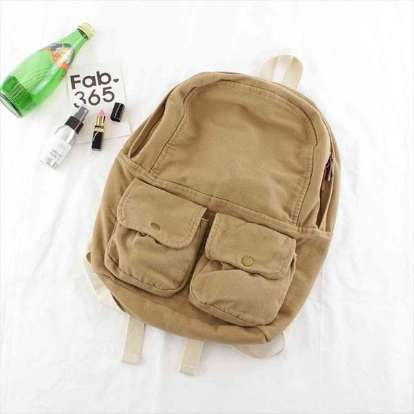 

fashion vintage women backpack denim double pockets leisure solid color cacual girl travel bags