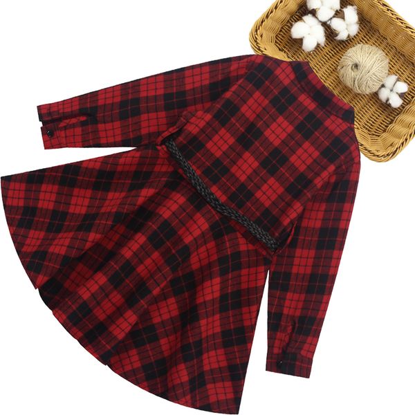 

teenage girls dress plaid pattern girl party dress belt dress for kids letter girls clothing 6 8 10 12 14, Red;yellow