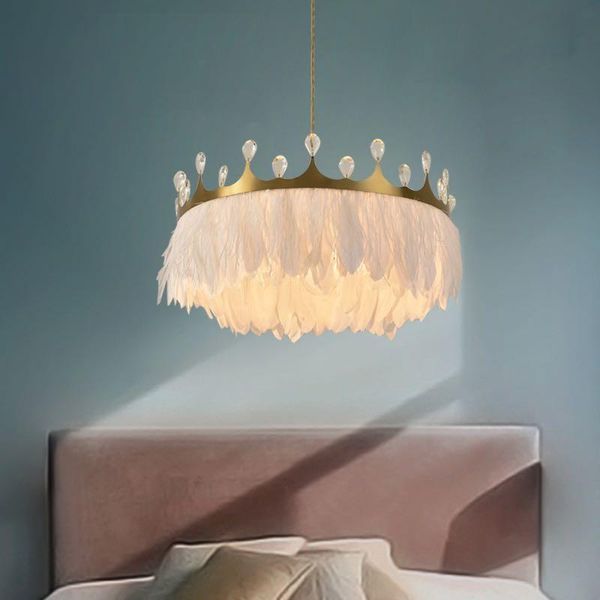 

chandeliers modern pendant ceiling lamp feather droplight bedroom study room decoration creative chandelier hanging