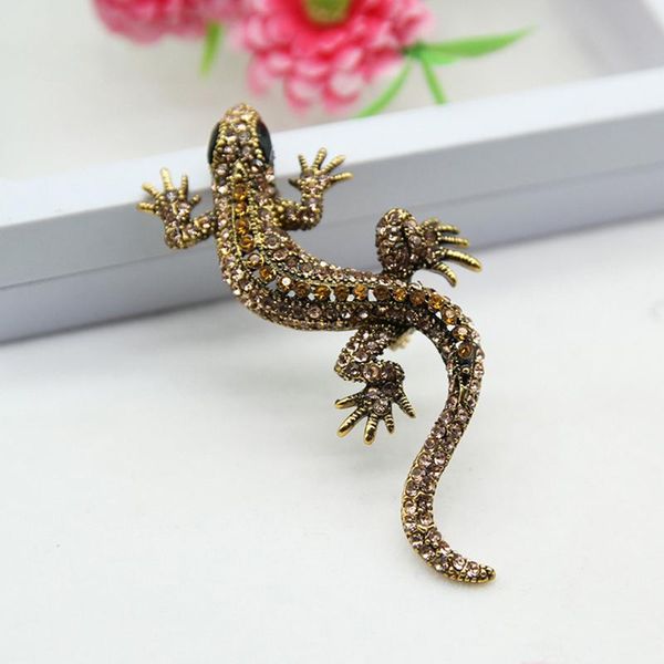 

pins, brooches animals pins lizard brooch shirt dress fashion jewelry metal cute pin set enamel rhinestone gifts, Gray