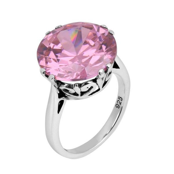 

cluster rings real 925 sterling silver ring punk antique vintage pink crystal gemstone jewelry women wedding accessories christmas gift, Golden;silver