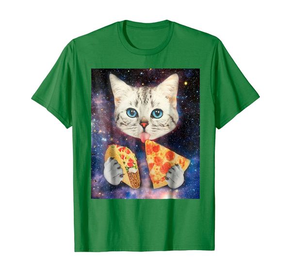 

cat love taco and pizza t-shirt, White;black