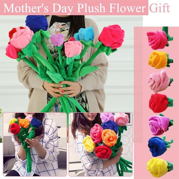

decorative flowers & wreaths 1pc simulation plush artificial rose assorted color long flexible stem decoration mothers days gift accessories