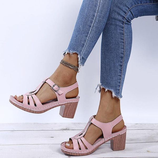 

sandals women shoes 2021 summer pu leather sewing sandal open toe pumps ladies dress party high heels female slipper, Black