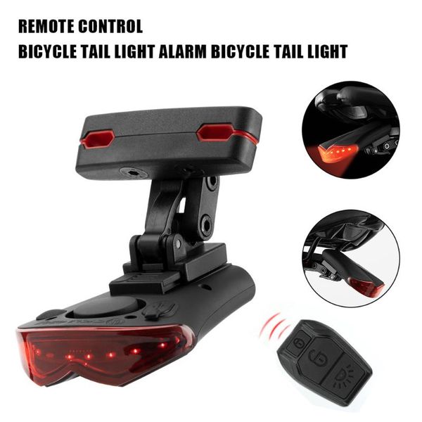 

rechargeable rear bicycle light brake detected bike tail lamp wireless remote control cycling taillight anti-theft alarm bell lights