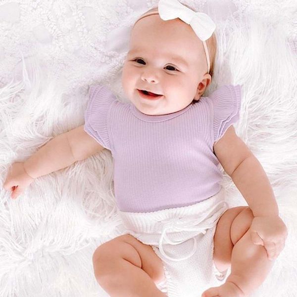 

clothing sets baby 2021 summer cute clothes toddler girls flying sleeve cotton romper + white shorts hairband 3pcs suit