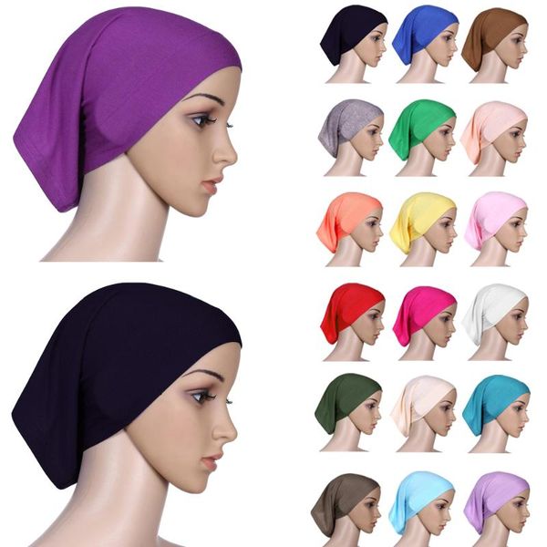 

ethnic clothing muslim women head scarf cotton underscarf stretch hijab cover headwrap cap shawl islam inner headband bonnet, Red