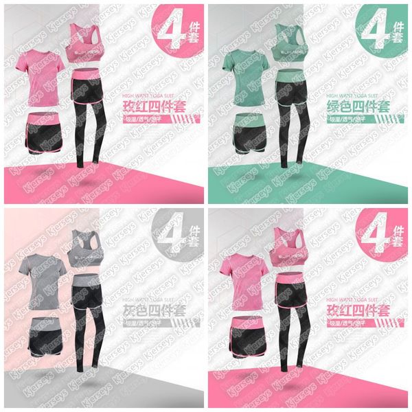 

4piece fitness suit sportswear tracksuits women tie dye two piece outfits ladies sports yoga suits crop pants sets female ru6345361, White;black
