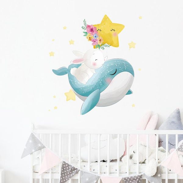 

wall stickers whale little white star children's room bedroom beautification decorative
