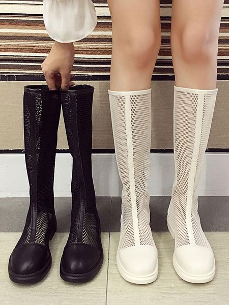 

boots women's shoes 2021 autumn fashion mesh breathable zipper knight, Black