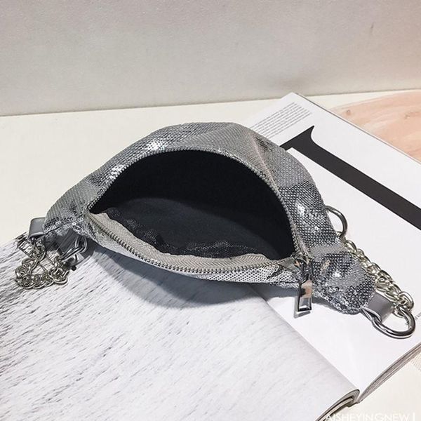 

waist bags d0ud women sequin fanny pack fashion phone pouch chest shoulder bag glitter bum belts packs