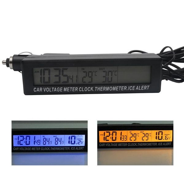 

desk & table clocks 3 in 1 auto car accessories voltage meter led display indoor multifunctional digital clock noctilucence outdoor thermome