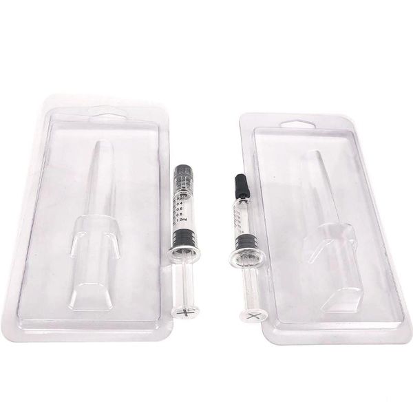 

ecig vape 1ml glass syringe disposable cartridge m6t th205 tank luer lock head injection delta 8 oil clear injector with blister box package