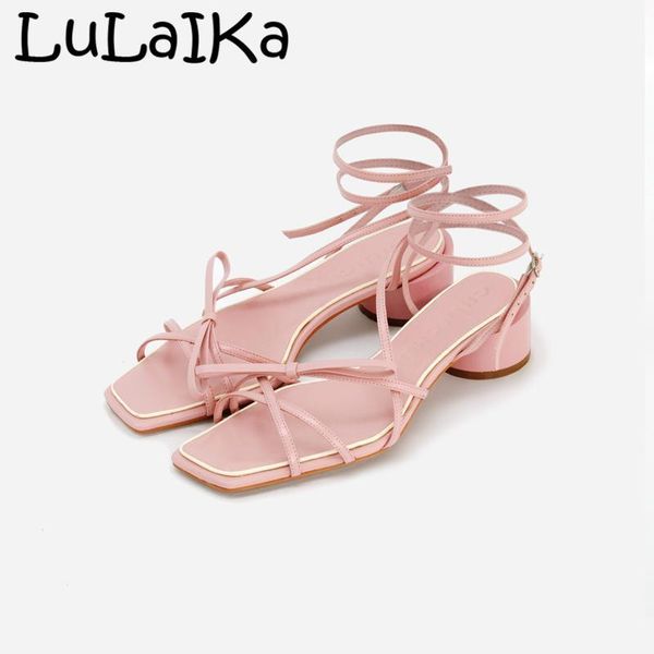 

dress shoes brand 2021 women summer fashion square toe sweet bow cross-tied casual open sandals wild party high heels, Black