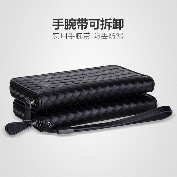 

wallets sheepskin woven wallet bag genuine leather zipper ladies clutch, Red;black