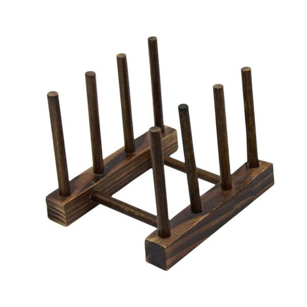 

hooks & rails 1pc * dish rack wooden solid wood drain shelf tableware storage plate in stock drop