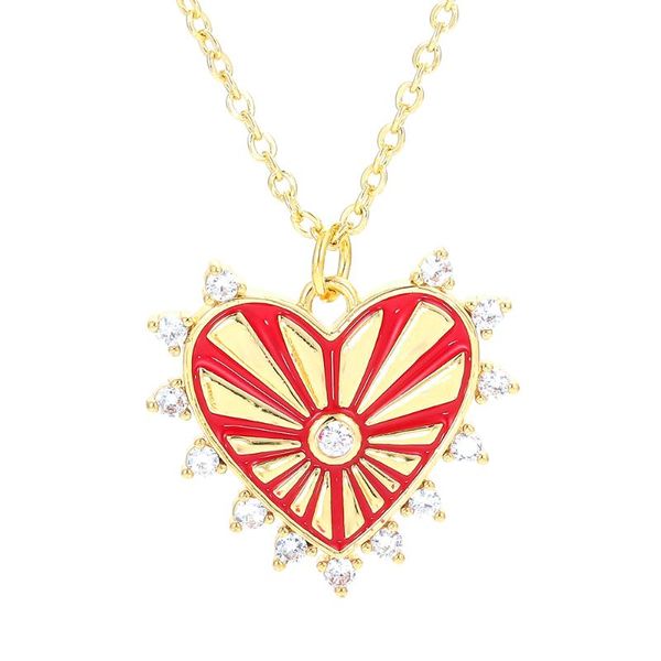 

pendant necklaces eyika gold fill zircon heart boom necklace for women colorful enamel sunshine choker rock punk wedding fine jewelry gift, Silver