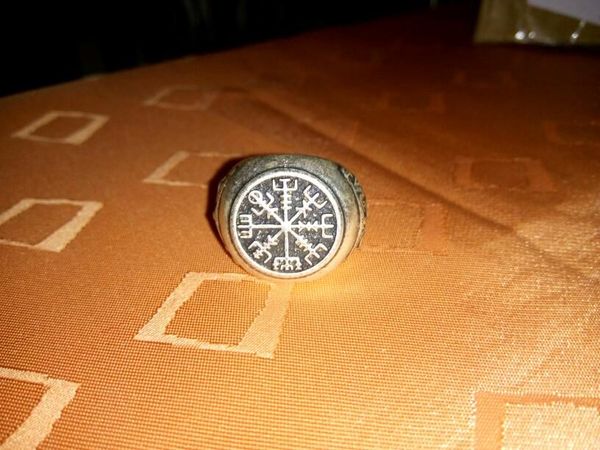 

cluster rings drop fashion style 1pcs viking ring mammen runic compass scandinavian norse jewelry men gift sanlan, Golden;silver