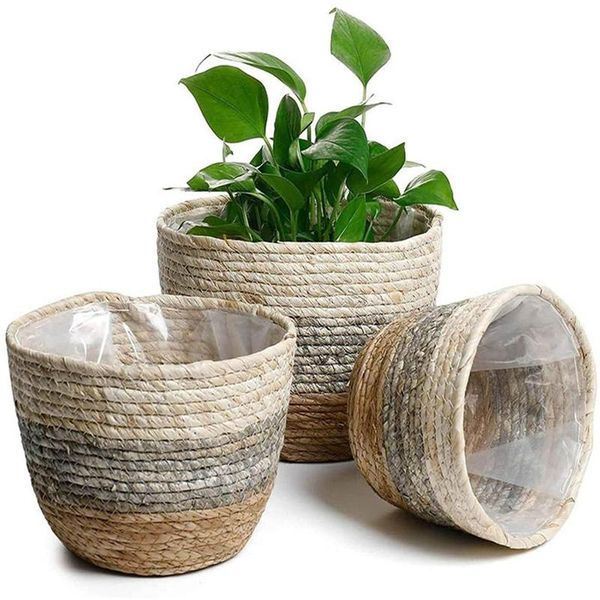 

storage baskets straw weaving flowerpot decor,flowerpot planter basket stylish for flower pots cover,room decor