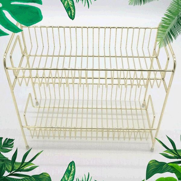 

storage baskets european-style double-layer basket direct supply deskdebris frame iron jewelry custom metal