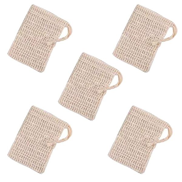 

hanging baskets 5 pcs x soap bag, bags in cotton and linen, organic sachet, foam
