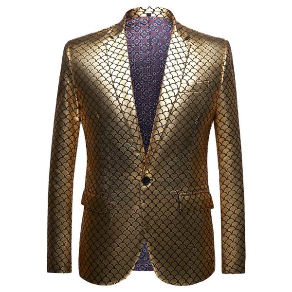 

men's suits & blazers shawl lapel blazer design large size gold mesh sequined jacket dj club stage singer costume, White;black