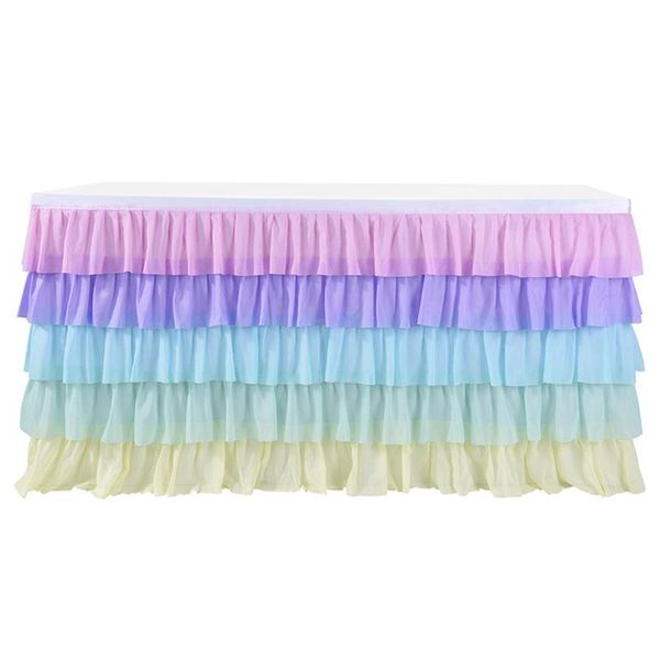 

table skirt ho gradient tulle for tables in any shapes 5 layered ruffle holiday wedding party 6/9/14 ft. fq-ing