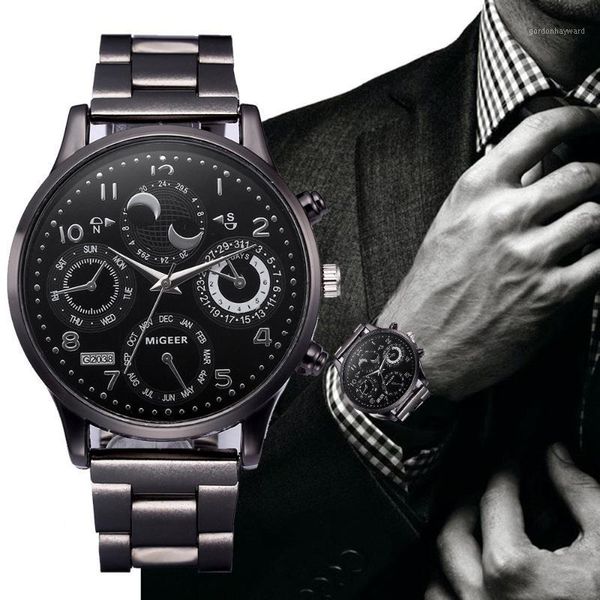 

wristwatches fashion men watch sports quartz watches full steel waterproof mens business casual wristwatch montre homme, Slivery;brown