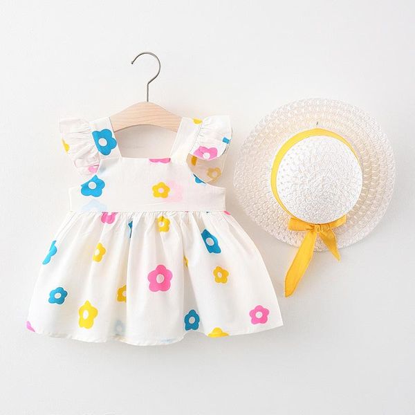 

2021summer baby girls dress with cap girl's dresses, Red;yellow