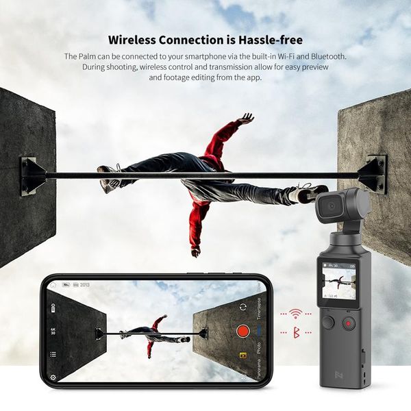 

camcorders fimi palm camera 3-axis 4k hd handheld gimbal stabilizer 128Â° wide angle smart track built-in wi-fi control selling
