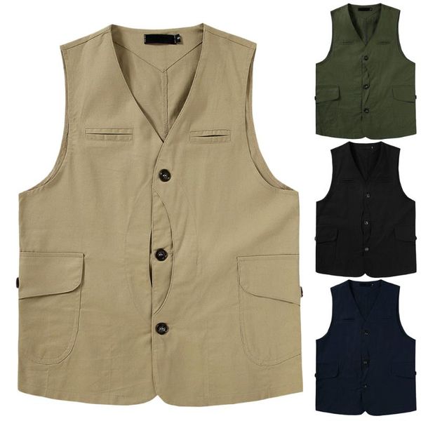 

men's vests fashion solid colors formal sleeveless slim jacket casual fit business dress suit classic waistcoat fishing vest#g3, Black;white