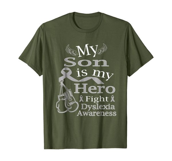 

dyslexia t shirt cure silver ribbon support for my son, White;black
