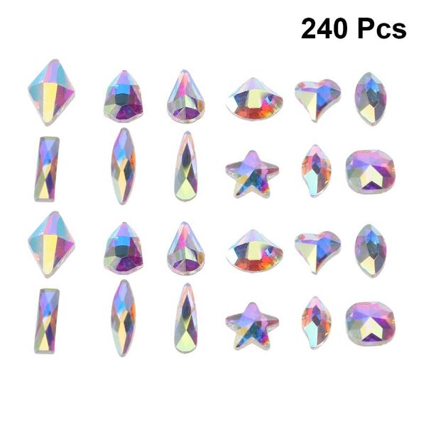 

nail art decorations 240pcs manicure flash multicolored diamond flame drill glasses nails flat bottom stickers rhinestones diy a, Silver;gold