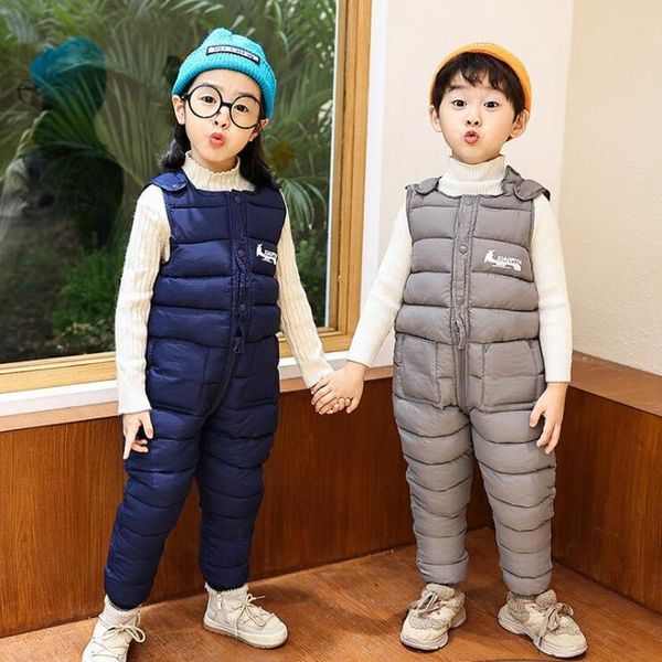 

jumpsuits kids overalls winter baby girls thick warm cotton boy 1-5 years children toddler pants, Blue