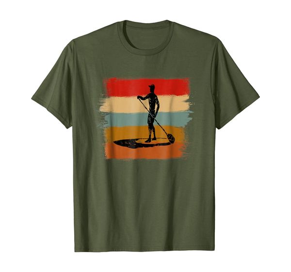 

stand up paddle boarding vintage retro stripe shirt, White;black