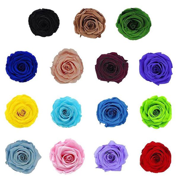 

artificial flower immortal rose 5-6cm diy dry flowers eternal life valentine wedding material 6pcs / box # decorative & wreaths
