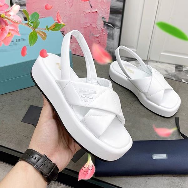 

2021 summer new triangle crossed with thick bottom muffin sandals for women, Black