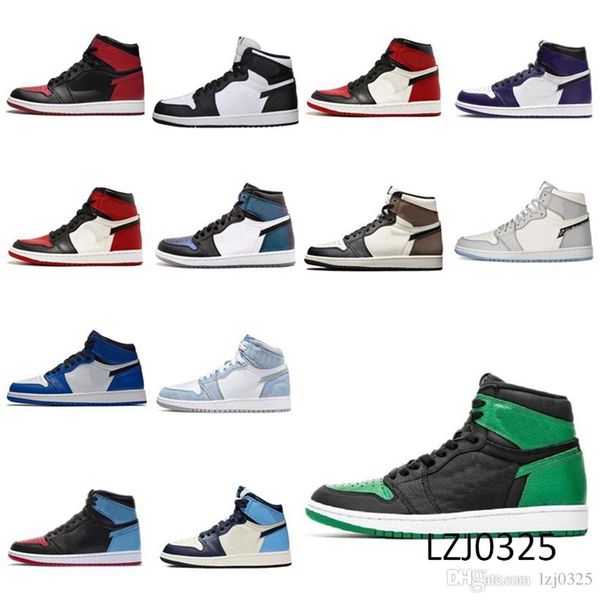 

the new high jumpman boots 1 1s light smoke grey unc mens basketball shoes designer obsidian south beach sports trainers sneakers shoe, Black