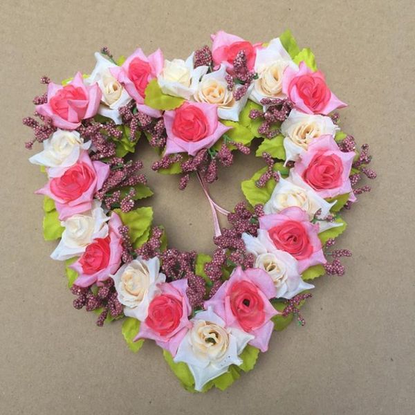 

artificial heart-shaped flower silk rose leaf garland vine ivy for wedding home family decoration decorative flowers & wreaths
