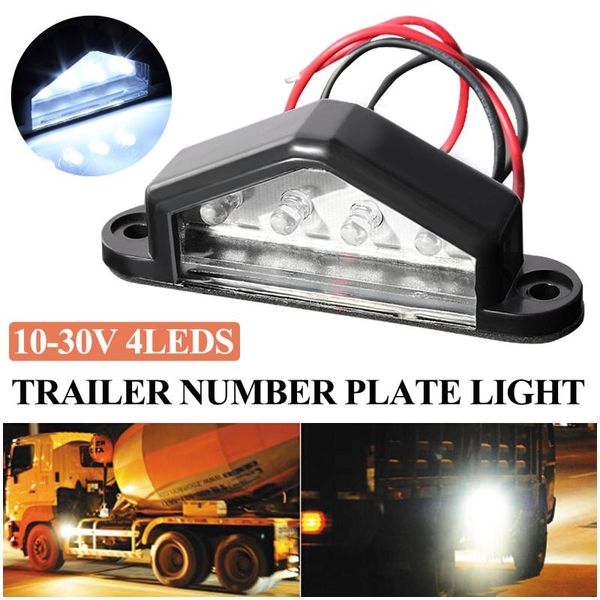 

working light 1/2/4pc 10-30v 4 led rear license plate lamp car boat truck trailer waterproof triangle